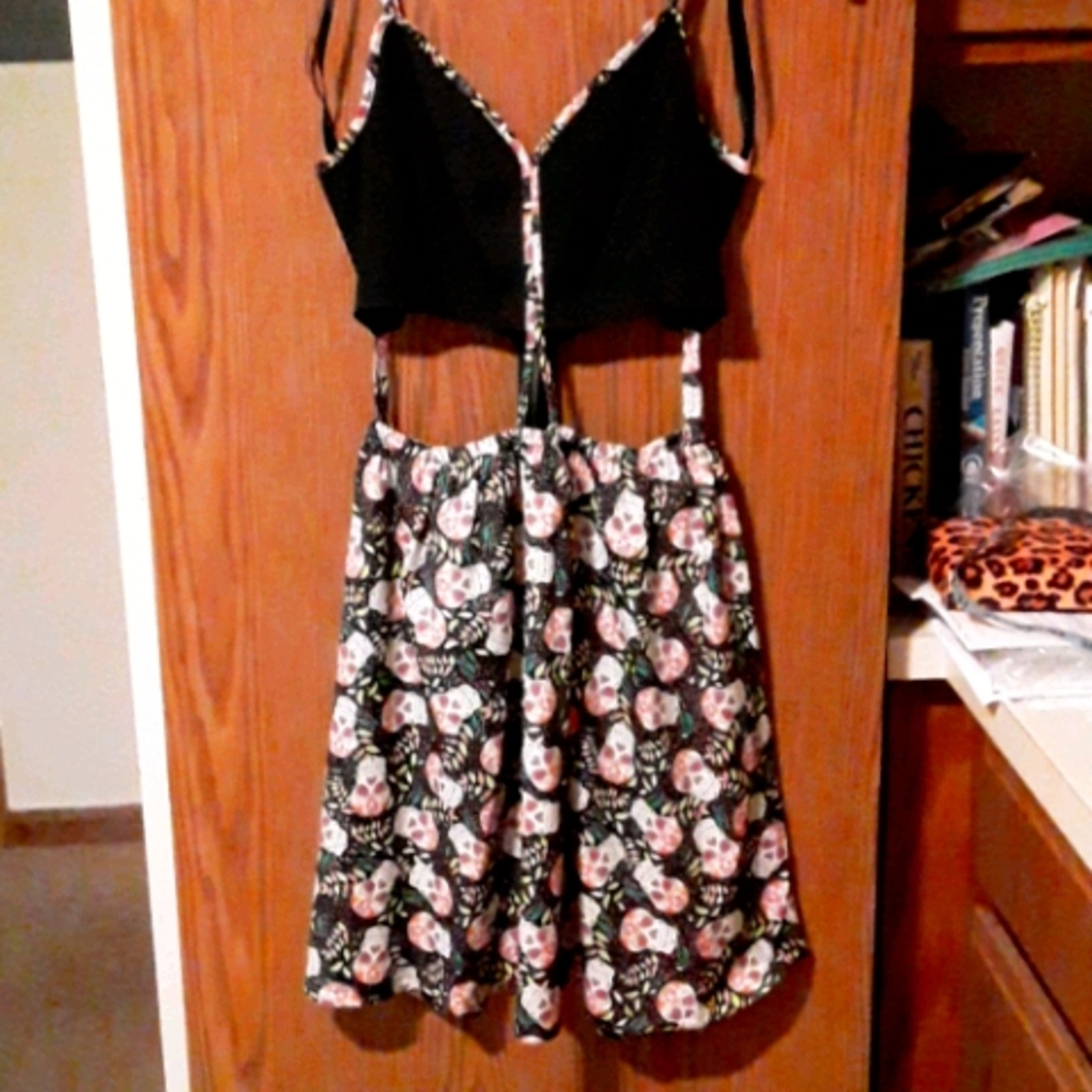 Halloween cutout sugar skull skater dress S